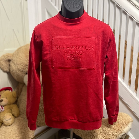EUC Men’s X-Small (Italian Size 44) Dolce & Gabbana Logo-embossed Sweatshirt Red - Picture 8 of 16